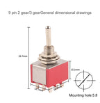 5PCS 6mm Miniature Toggle Switch MTS 102/103/202/203/302/304/402/403 ON-OFF-ON 5A125V 2A250V 3/6/9/12 Pin Mounting Equipment