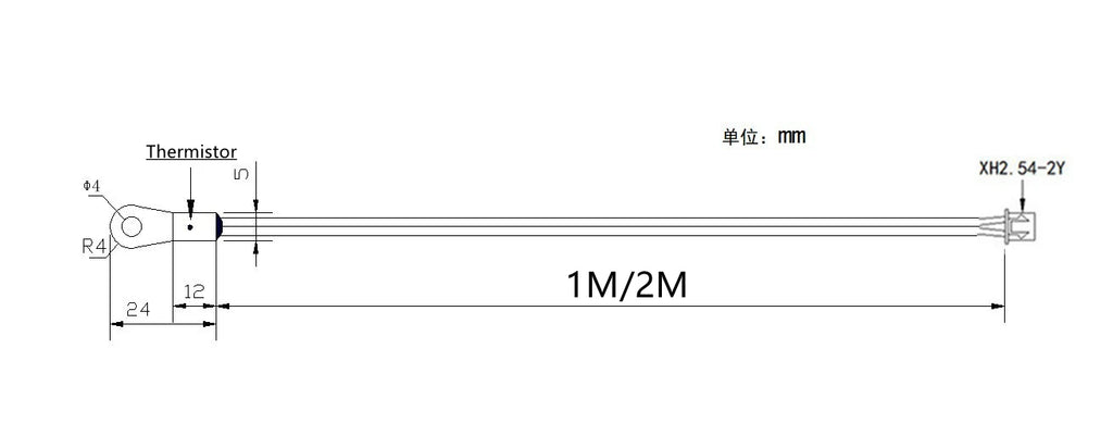 M4 Surface Fixed Temperature Probe NTC -5K 10K 15K 20K 50K 100K Thermistor Negative Temperature Coefficient Probe 25CM 30CM