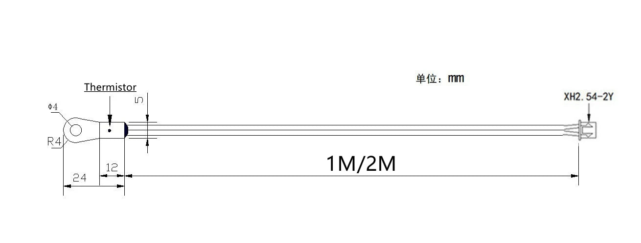 M4 Surface Fixed Temperature Probe NTC -5K 10K 15K 20K 50K 100K Thermistor Negative Temperature Coefficient Probe 25CM 30CM