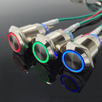 1PCS 12MM with LED 3V 5V 12V 24V 220V Metal Button Switch Momentary push button auto reset waterproof illuminated Red Blue Green