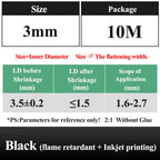 10 METER/LOT BLACK 1/2/3/4/5/6/8/10/10/12/14/16/18/20mm Heat Shrink Tubing Flame Retardant Tube Kit Insulation Tubing Wire Cable