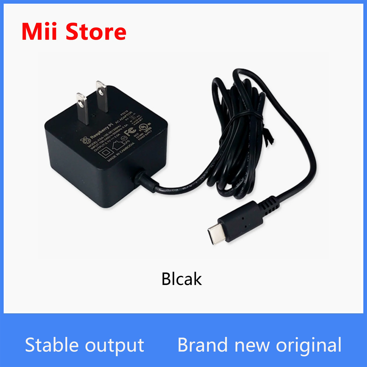 Original Raspberry Pi Official Power Supply 5V3A Type C 15W Output Suitable for Raspberry Pi 4B