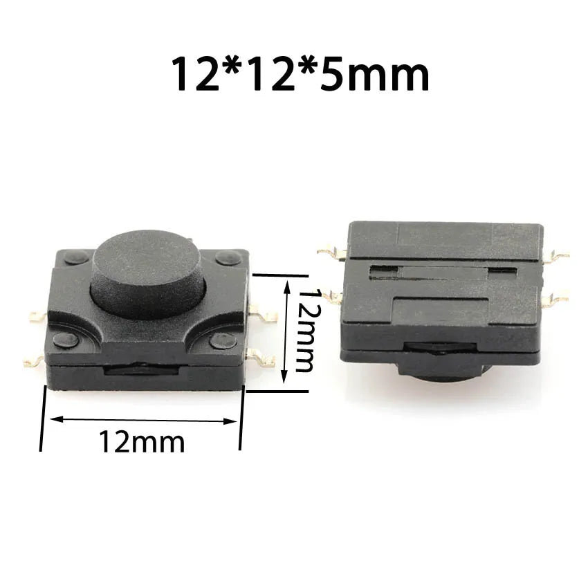 10PCS 12*12*5MM Tact Switch Push Button Switch 12V Copper 4PIN DIP Micro Waterproof Switch Button for TV Toys Home Use Button