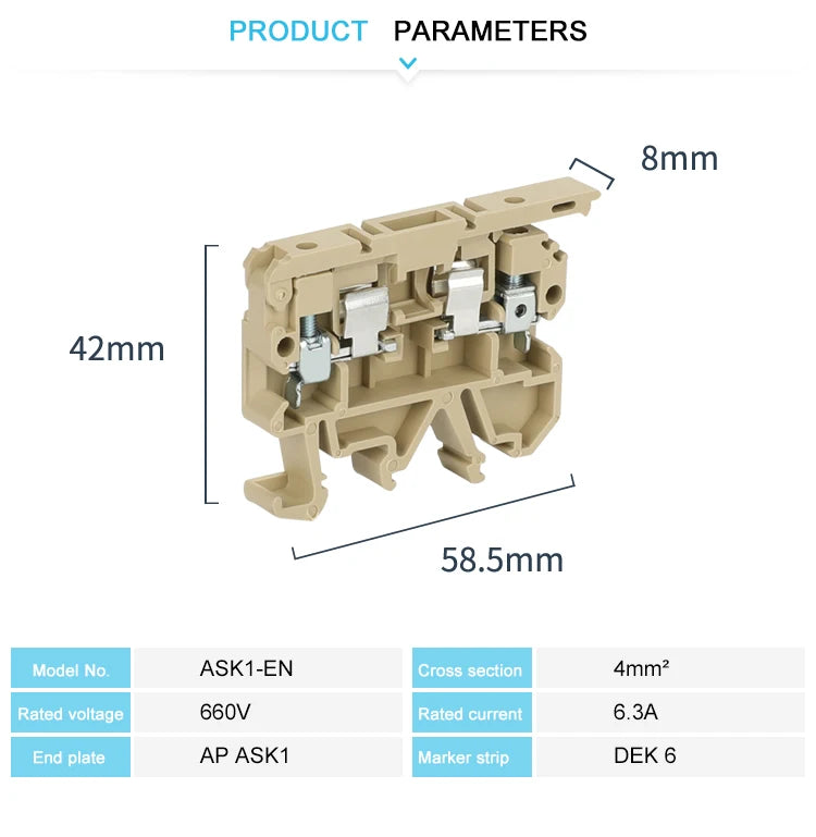 10Pcs ASK1EN 24V/220V LED Light 5*20mm 0.5-10A Fuse Holder Din Rail Terminal Block 4mm² Screw Connector SAK ASK1LDEN ASK 1EN