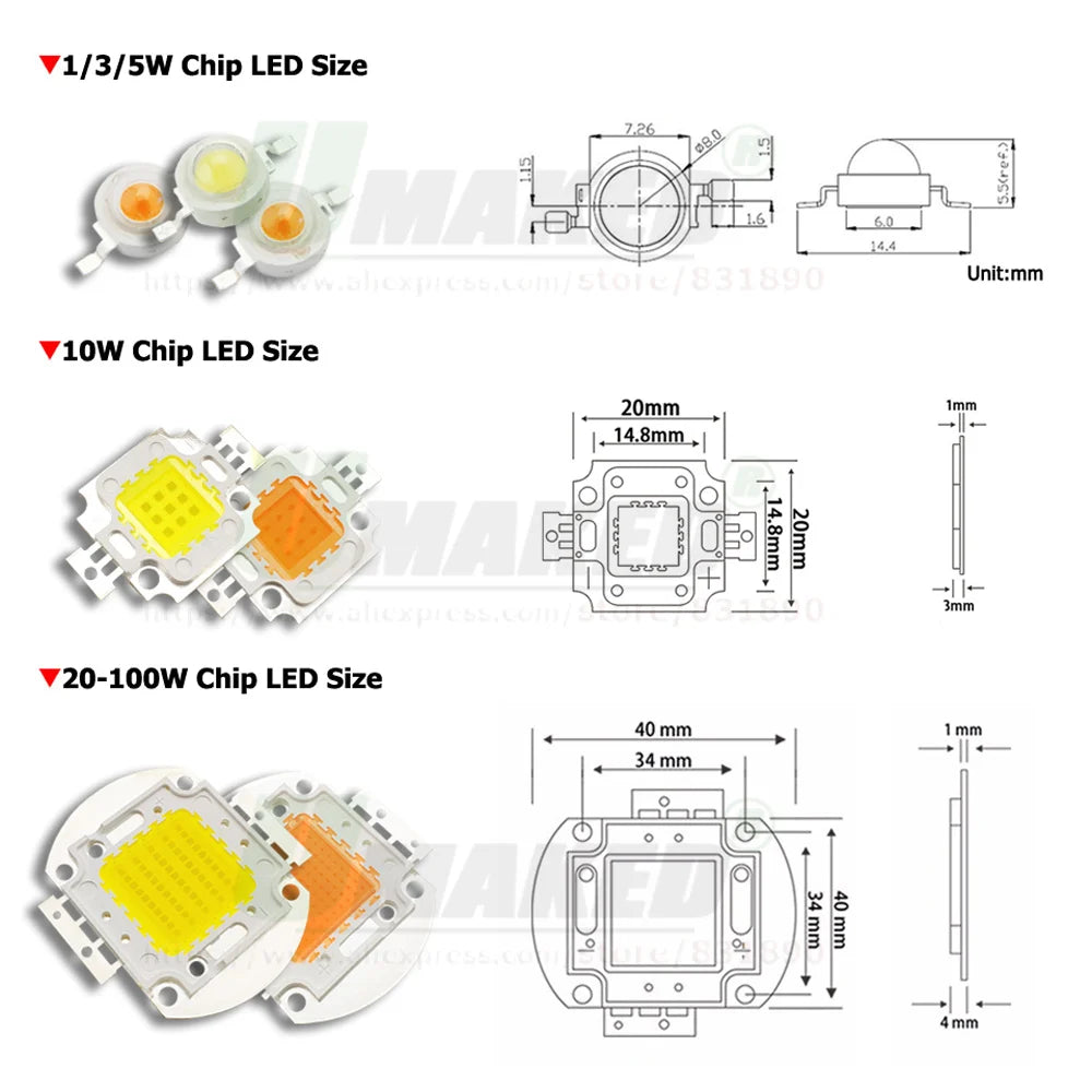 Infrared High Power LED Chips IR 730-850-940nm 3W 5W 10 20 30 50W 100W Emitter Diode COB Integrated Matrix CCTV LED Light Beads