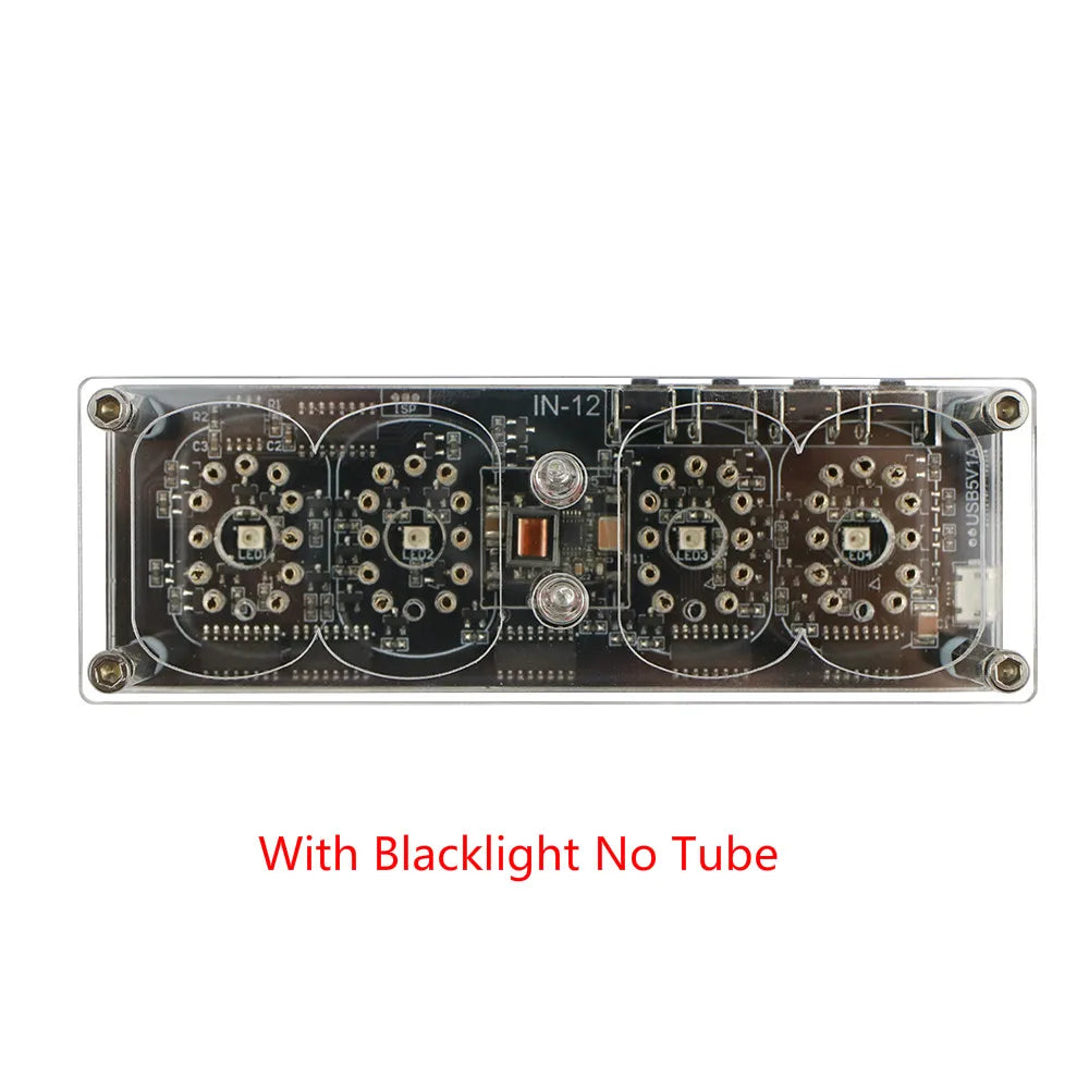 GHXAMP IN-12 Glow Tube 4-digit Clock Colorful LED Backlight DS3231 Nixie Clock IN-12B DC5V USB Electronic DIY
