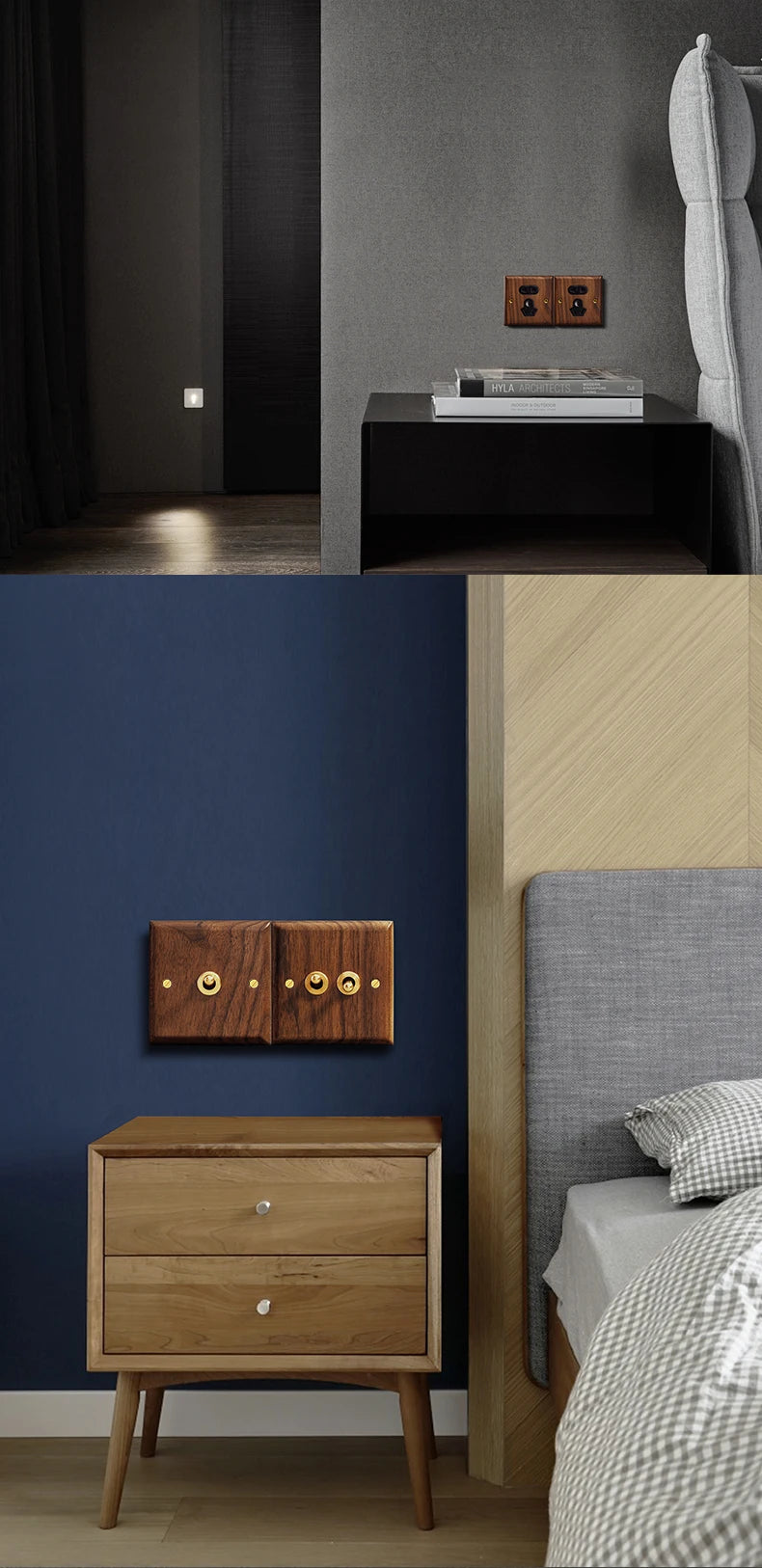 Toggle Wall Switch 1-4 Gang, Solid Wood Frame, EU French Wall Socket, Flush / Surface Mounting, Z6 Wallpad