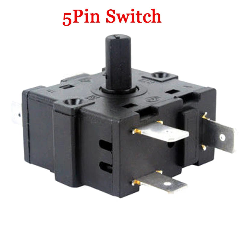 16A 3Pin 5Pin AC Electric Heater Gear Knob Switch 4Gear Rotary Selector Thermostat Switch 3Gear Temperature Control Switch 250V