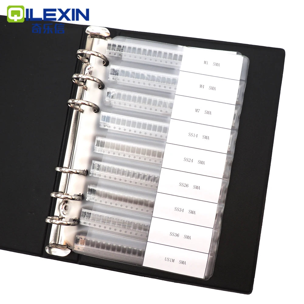 Rectifier Diode Sample Book SMD SMA Assortment Kit 24 Values Schottky diodes M1 M4 M7 SS12 SS14 SS16 SS24 SS34 SS36 SS110 SS210
