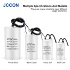 2Pcs CBB60 Motor Running Capacitor 450V Series AC Water Pump Startup Capacitors Start Motor Run 450VAC 3uF-80uF