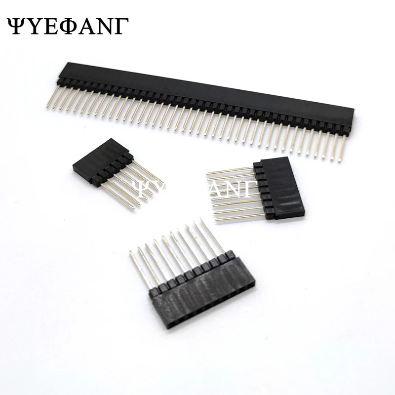 5pcs 2.54mm PC104 Female Header 1X6P/8P/10P/40P Straight Pin Length 12mm Single Row Gold-plated