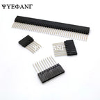 5pcs 2.54mm PC104 Female Header 1X6P/8P/10P/40P Straight Pin Length 12mm Single Row Gold-plated