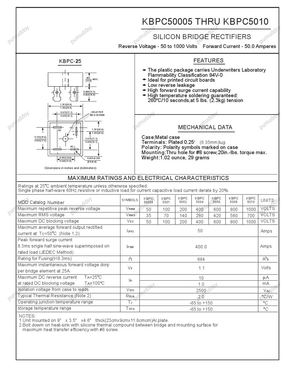 1PCS KBPC5010 Diode Bridge bridge rectifier KBPC3510 KBPC1510 SKBPC5016 New and Original