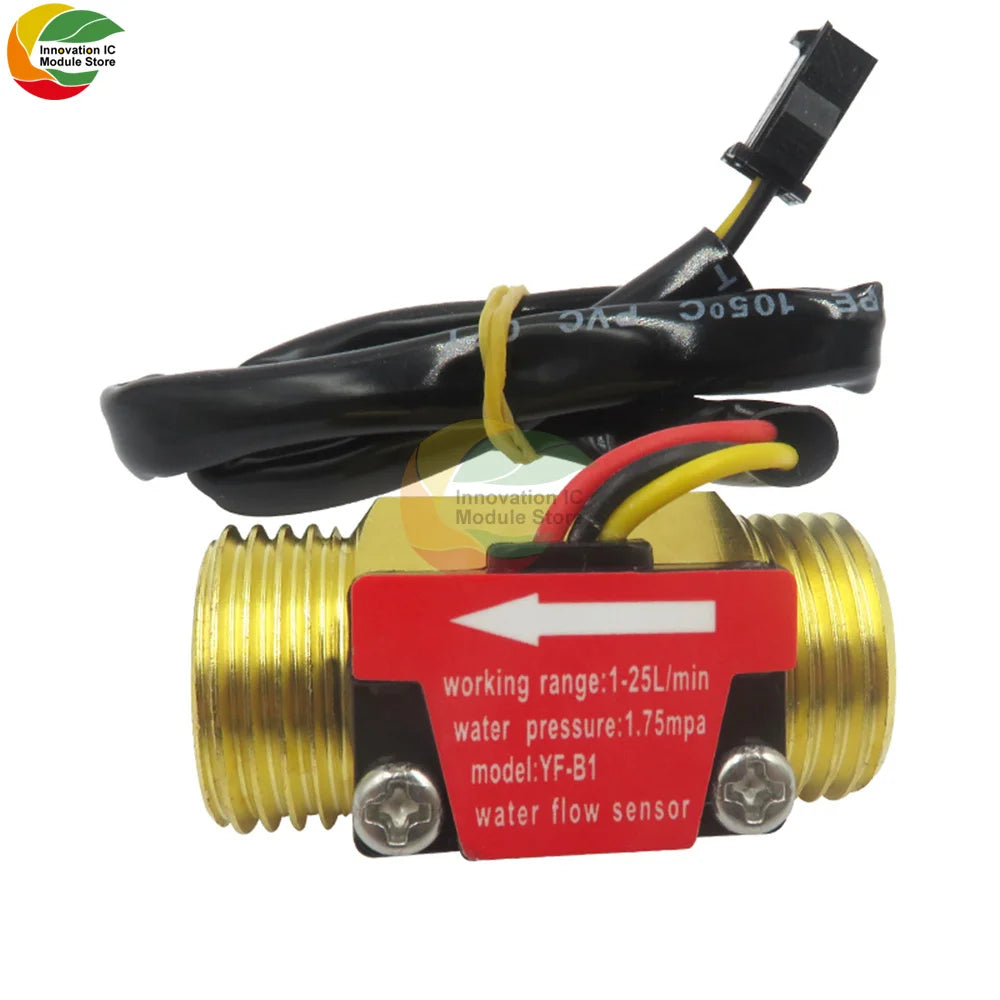 Brass Flow Sensor G1/2"DN15 Thread Hall Sensor YF-B1/B2/B3/B7 Switch Water Flow Sensor Flow Meter Hall Turbine Flow 1~25L/min