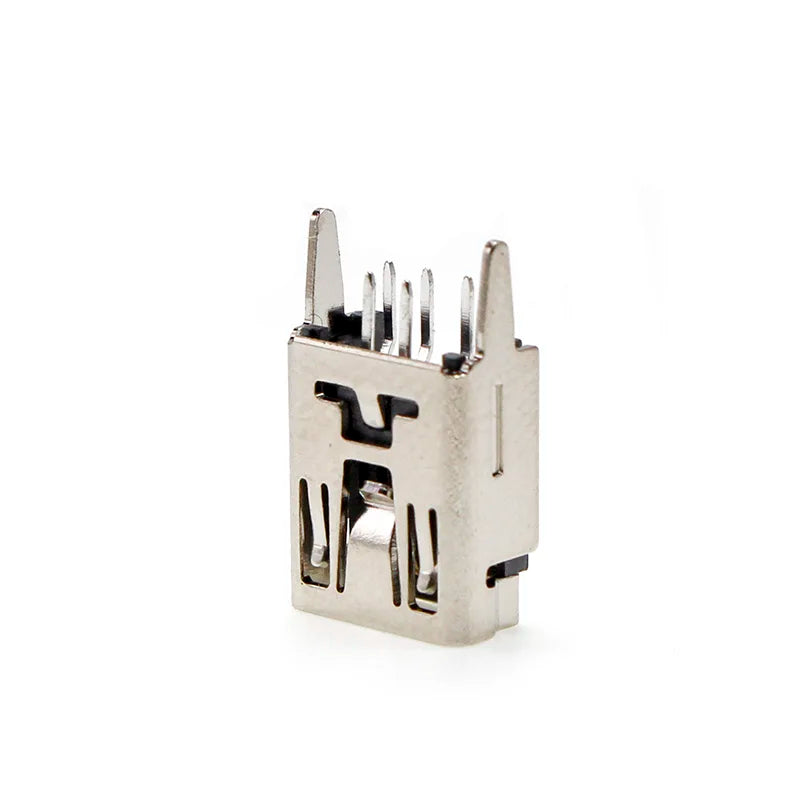 mini usb connector 5 pin Type B female DIP 2 straight-pin PCB soldering socket jack in-line connector