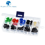 25PCS Tactile Push Button Switch Momentary TZT 12*12*7.3MM Micro switch button + 25PCS Tact Cap(5 colors) for Arduino with Case