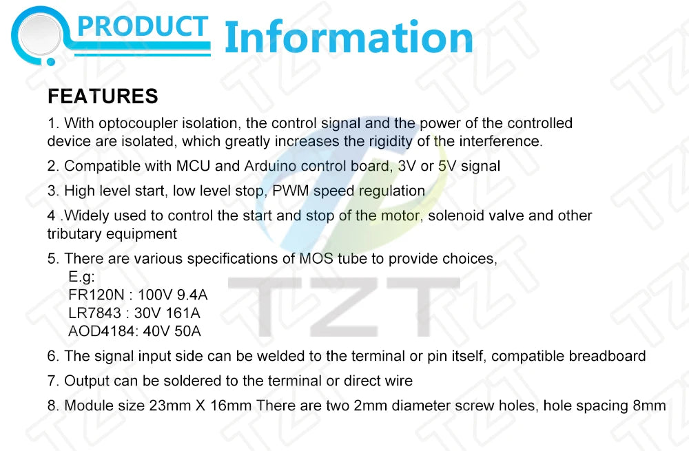 FR120N LR7843 AOD4184 D4184 Isolated MOSFET MOS Tube FET Module Replacement Relay 100V 9.4A 30V 161A 40V 50A Board