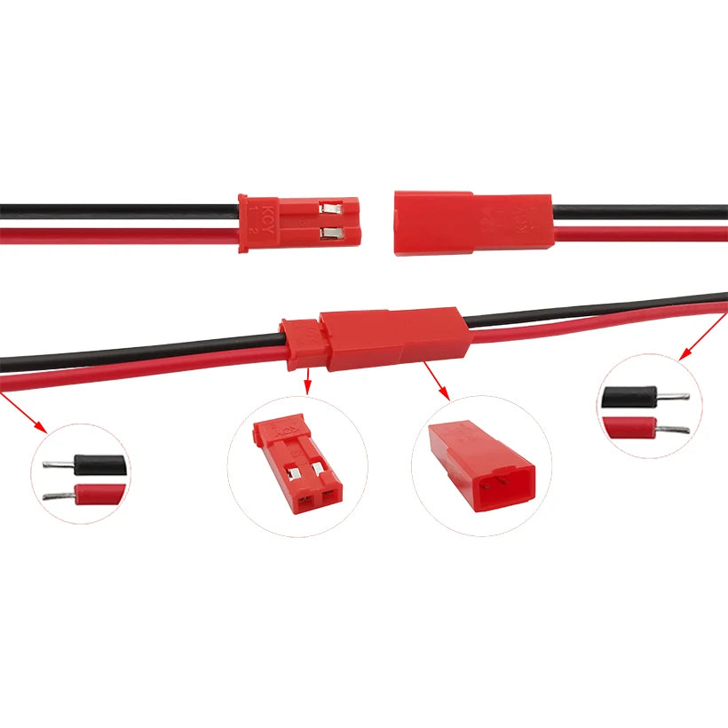 1/2/5/10Pairs JST 2 Pin Male Female Plug Jack Cable Wire Connector 22 AWG 10cm 20cm for LED Lamp Strip RC Toys Battery