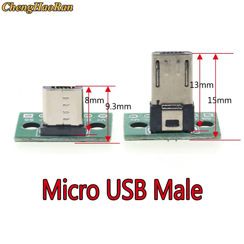 5PCS Vertical USB MiCroUSB Micro USB 2.0 Male Head Connector PCB Converter Adapter Breakout Board 180 Degree Vertical