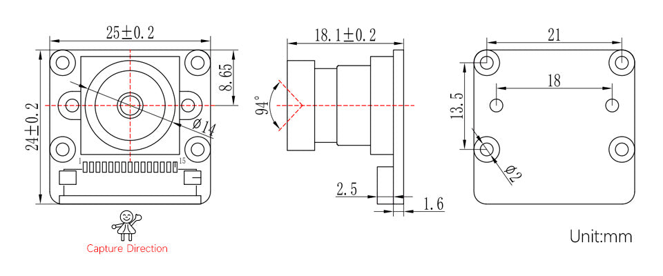 Waveshare IMX290 2MP Camera (A),IMX290 Sensor Chip, Better Sensitivity In Low-Light Condition, Distortion-Free, Supports Raspber