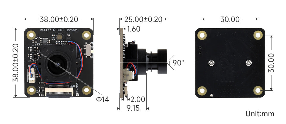 Waveshare IMX477 IR-CUT 12.3MP Camera (A), Applicable for Raspberry Pi / Jetson Nano