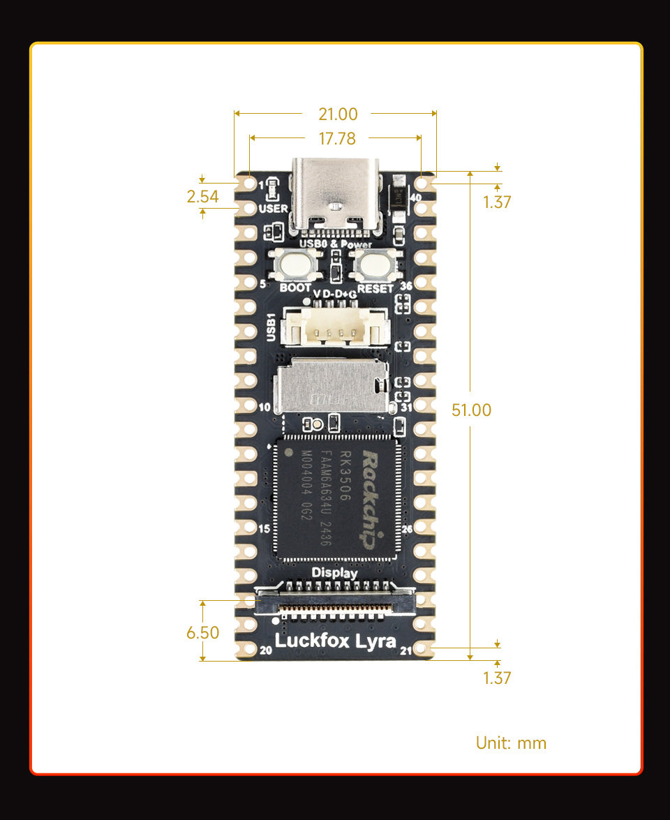 Luckfox Lyra RK3506G2 Linux Micro Development Board, Integrates Tripe-core ARM Cortex-A7 and ARM Cortex-M0 Processors
