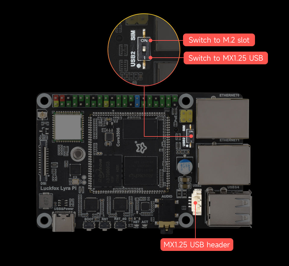 Luckfox Lyra Pi Linux Micro Development Board Core3506 Core Board Integrates Triple-core ARM Cortex-A7 ARM Cortex-M0 Processors