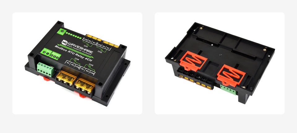 Waveshare Modbus RTU Relay 4CH,Industrial Modbus RTU 4-ch Relay Module with RS485 Interface,30A High Current,Onboard LED Indicat