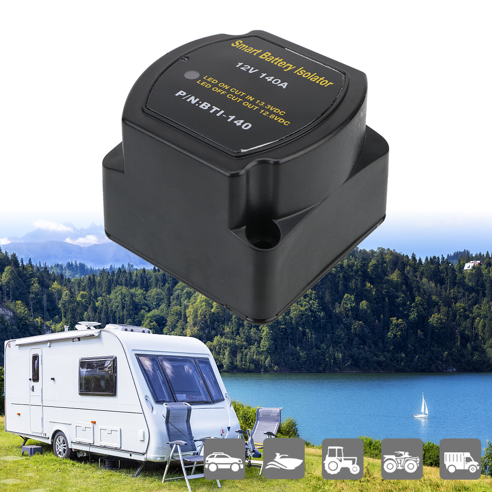 Auto Parts Car Smart Battery Isolator Relay VSR for Camper Voltage Sensitive Split Charge Charge 2 Battery Bank 12V 140A