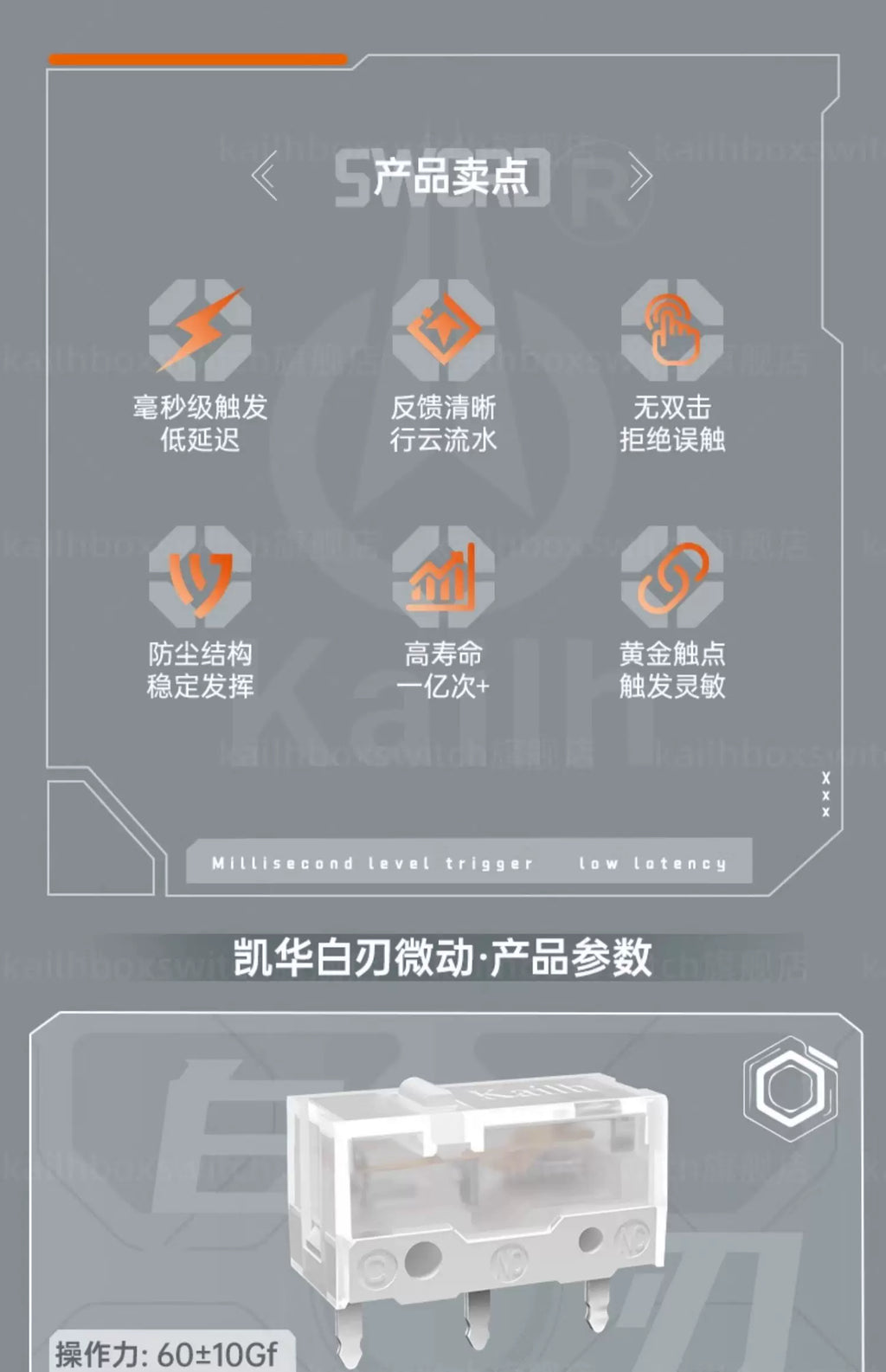 10-100Pcs New Kailh White Blade Micro Switch 100 Million Click Computer Game mouse left right repair microswitch button