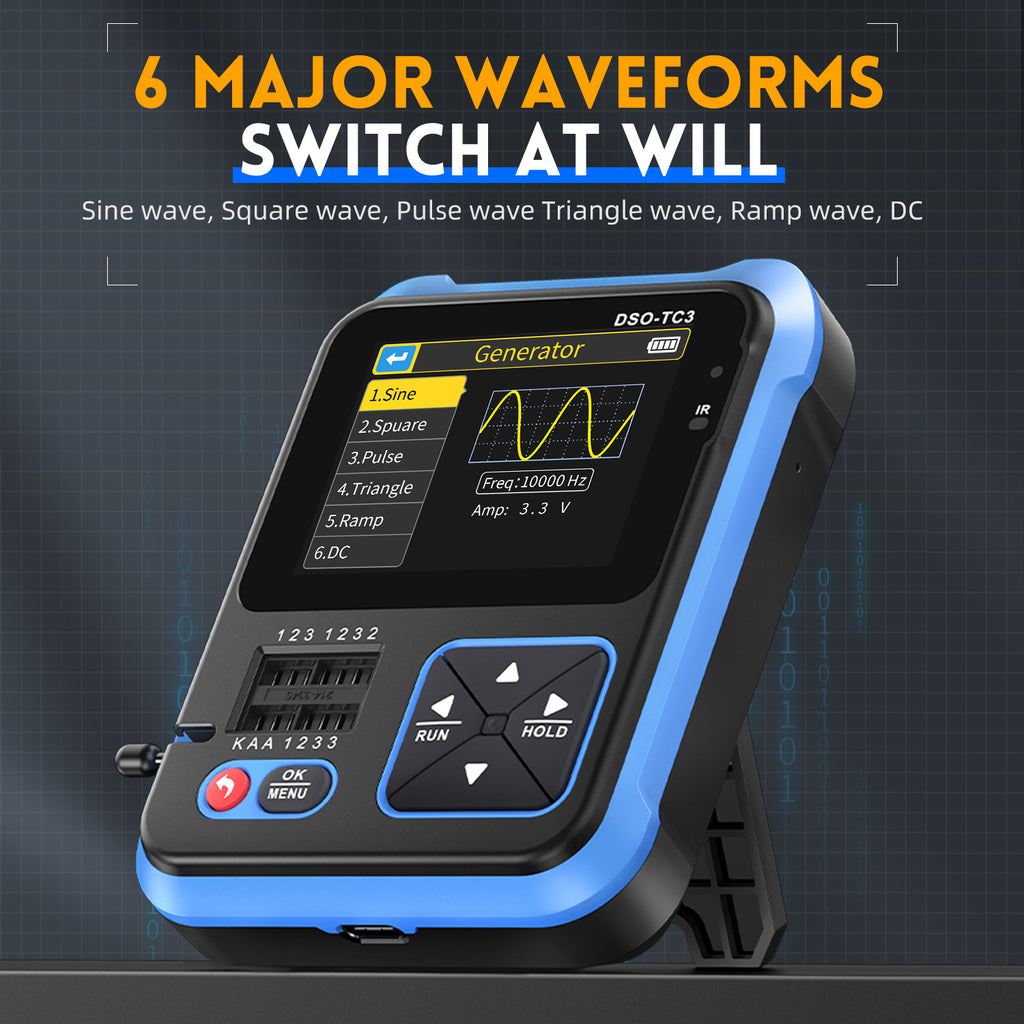 FNIRSI DSO-TC4/DSO-TC3 Digital Oscilloscope Transistor Tester 10MHz 48Ms/s Electronic Component Measurement Tool W/ USB Charger