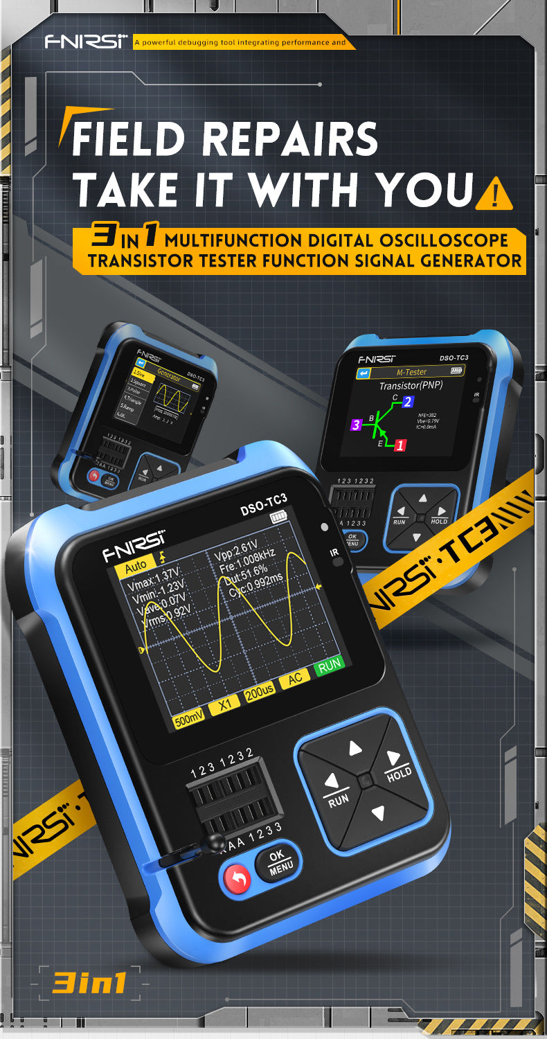 FNIRSI DSO-TC4/DSO-TC3 Digital Oscilloscope Transistor Tester 10MHz 48Ms/s Electronic Component Measurement Tool W/ USB Charger