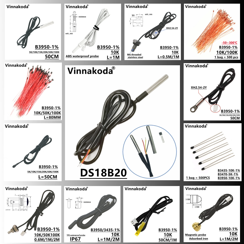 1PCS NTC Thermistor Temperature Sensor B3950 10K 1% Air Probe Air Conditioning Probe 20/35/50CM 1/2M