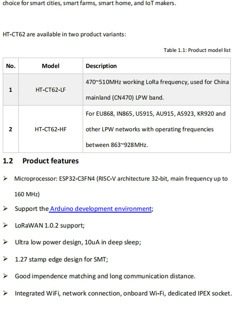 5PCS/1PC HT-CT62 ESP32C3 SX1262 Bluetooth-compatible BLE LoRa LoRaWAN Node WiFi Wireless Module 433-510MHz 863-928MHz Antenna