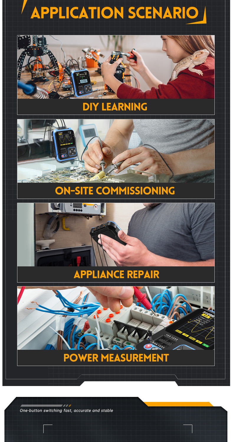 FNIRSI DSO-TC4/DSO-TC3 Digital Oscilloscope Transistor Tester 10MHz 48Ms/s Electronic Component Measurement Tool W/ USB Charger