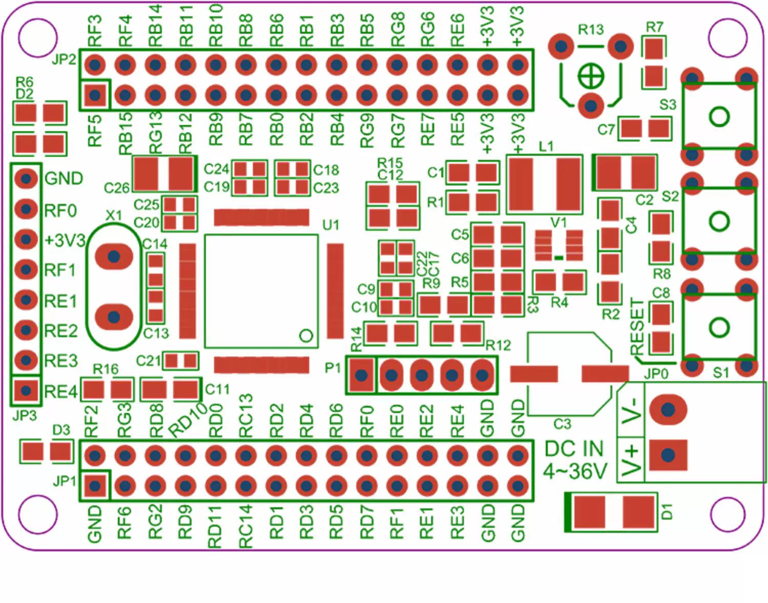 PIC24FJ128GA006 minimum system board PIC 16 bit microcontroller core board dual serial port development board