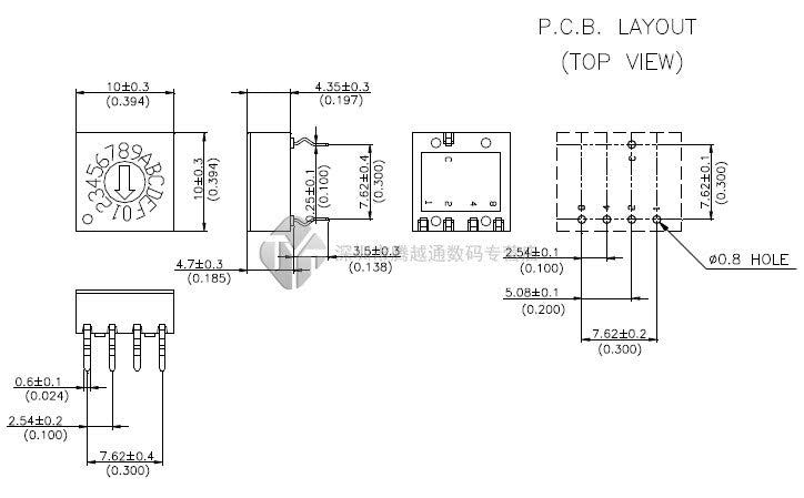0-F rotary coding switch DIP switch 16 gear PCB encoder 8421C reverse code 4:1 switch