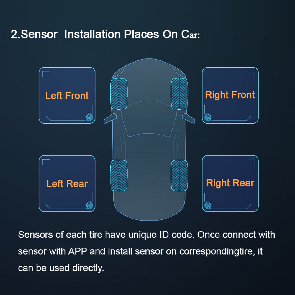 Bluetooth 4.0 5.0 Car Tire Pressure Sensor APP Display Android iOS BLE TPMS Universal External Alarm Tire Pressure Sensors