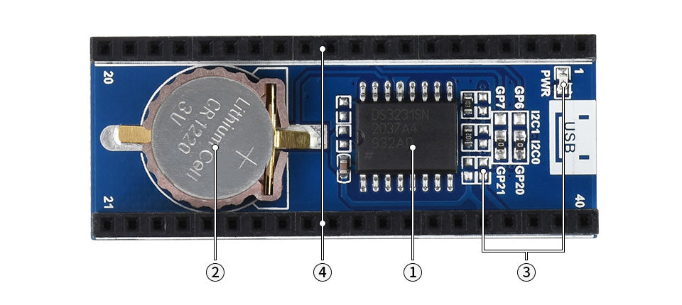 DS3231 RTC Module Real Time Clock HAT for RasPi RPI Raspberry Pi PICO 2 W 2W PICO2 RP2350 Projects Expansion Board Accessories