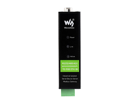 RS232/485/422 TO POE ETH (B) Waveshare Rail-Mount Serial Server,Ethernet Module, TCP/IP to serial, Function Optional