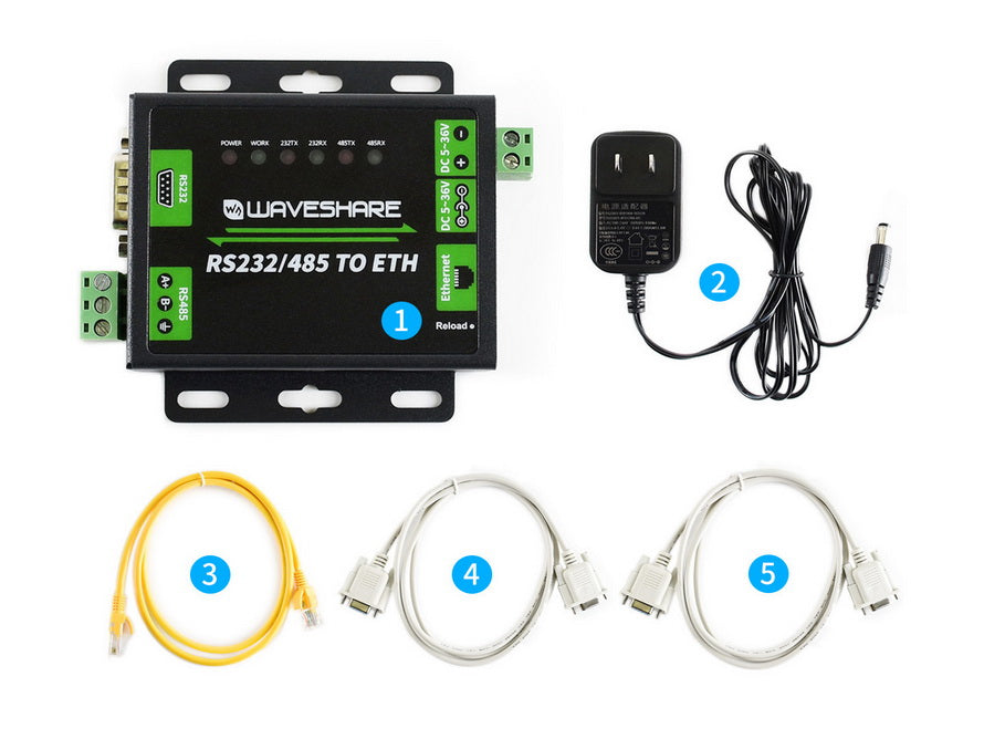 Industrial RS232/RS485 to ETH Ethernet Converter Dual Serial Ports Cortex-M4 Microcontroller Modbus Gateway Websocket Low Power