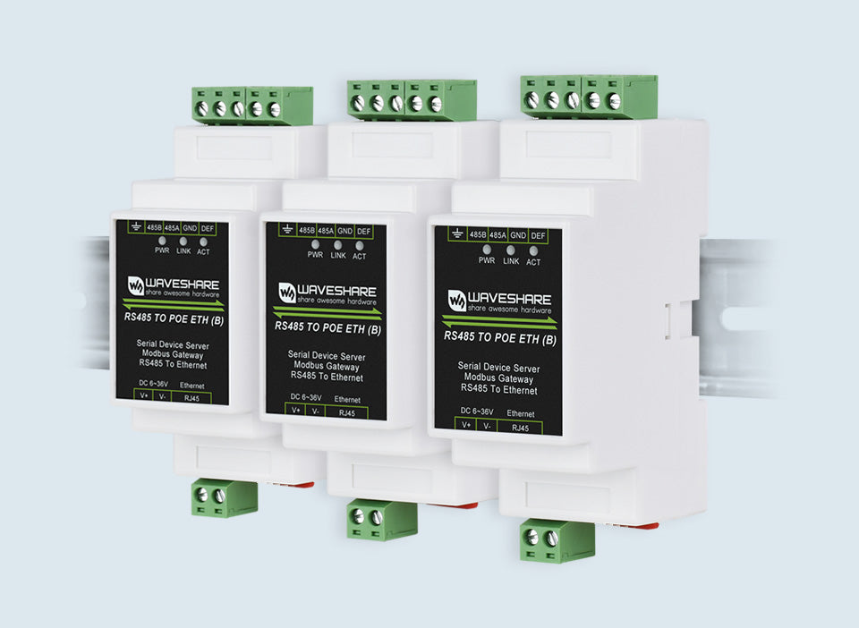 Industrial serial server, RS485 to RJ45 Ethernet, TCP/IP to serial, rail-mount support, with POE function(optional)