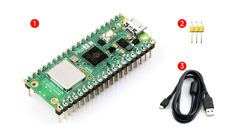 Raspberry Pi Pico 2 W Microcontroller Board, Based on Official RP2350 Chip, 2.4GHz 802.11n WIFI and Bluetooth 5.2