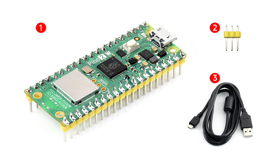 Raspberry Pi Pico 2 W Microcontroller Board, Based on Official RP2350 Chip, 2.4GHz 802.11n WIFI and Bluetooth 5.2
