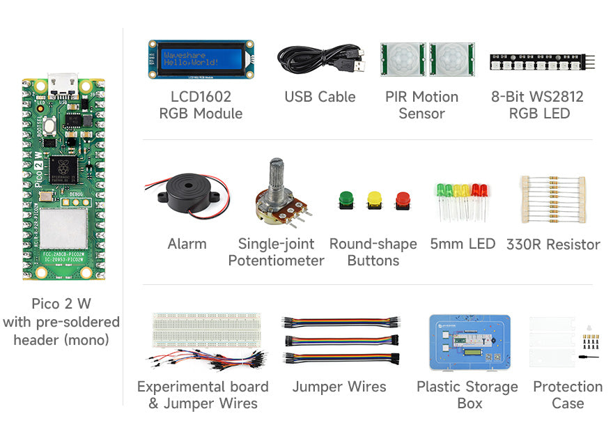 Raspberry Pi Pico 2 W Microcontroller Board, Based on Official RP2350 Chip, 2.4GHz 802.11n WIFI and Bluetooth 5.2