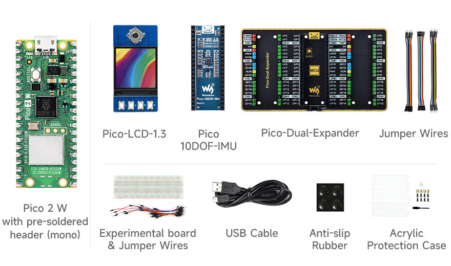 Raspberry Pi Pico 2 W Microcontroller Board, Based on Official RP2350 Chip, 2.4GHz 802.11n WIFI and Bluetooth 5.2
