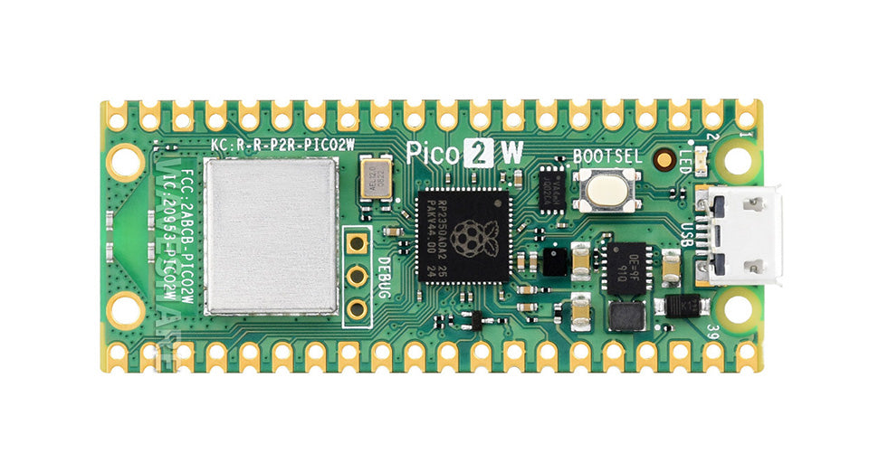 Raspberry Pi Pico 2 W Microcontroller Board, Based on Official RP2350 Chip, 2.4GHz 802.11n WIFI and Bluetooth 5.2