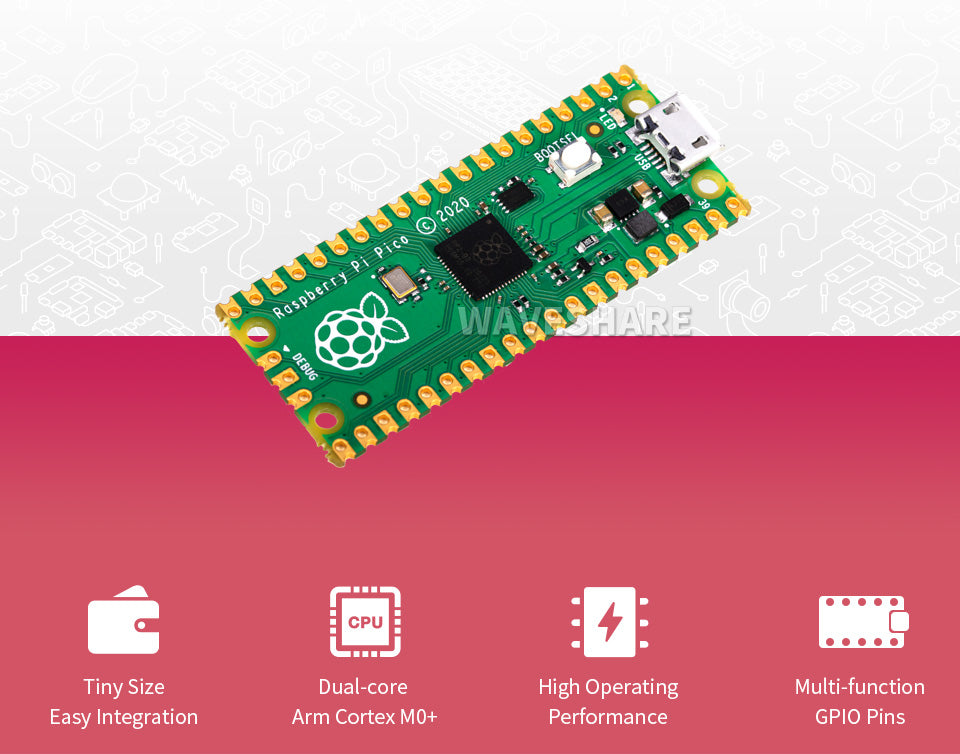 Original Raspberry Pi Pico High-Performance Microcontroller Board with Flexible Digital Interfaces