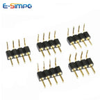 100pcs 1X2/3/4/5/10/15/20/40P RGB RGBW LED Strip PCB Connector Round Hole Right Angle DIP Gold IC Crystal Female Male Pin Header