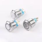 ABILKEEN 22/25MM 1NO1NC/2NO2NC Metal Push Button Switch IP65 Waterproof Momentary/Latching Push Button with LED Ring Light